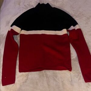 The Limited Red, Black & White Mock Neck Colorblock Sweater